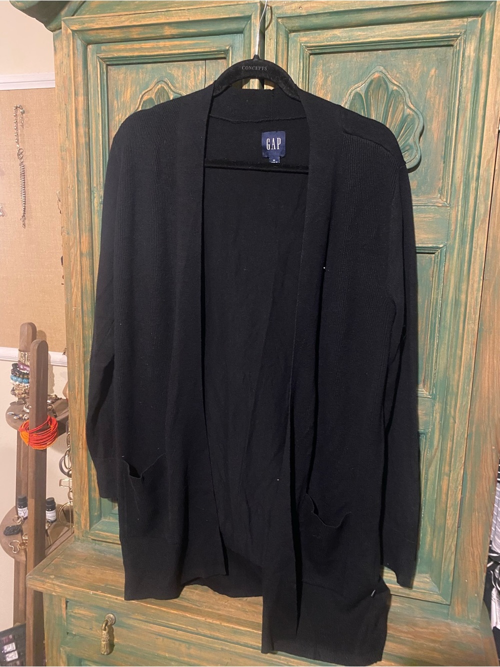 GAP womens Black Open-Front Cardigan Sweater